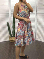 Gioconda Minimalist Tribal Print Halter Backless Dress Premium Wardrobe Essential