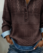 | Sweatshirt with Half Button and Collar