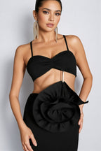Zed Strap 3D Flower Bandage Maxi Dress