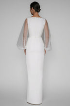 Carlotta White Deep V-Neck Slit Maxi Dress