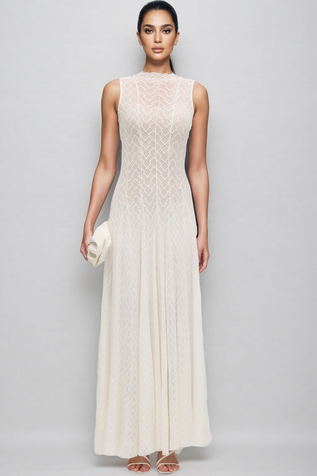 Lucas Solid Pointelle Sleeveless Maxi Dress