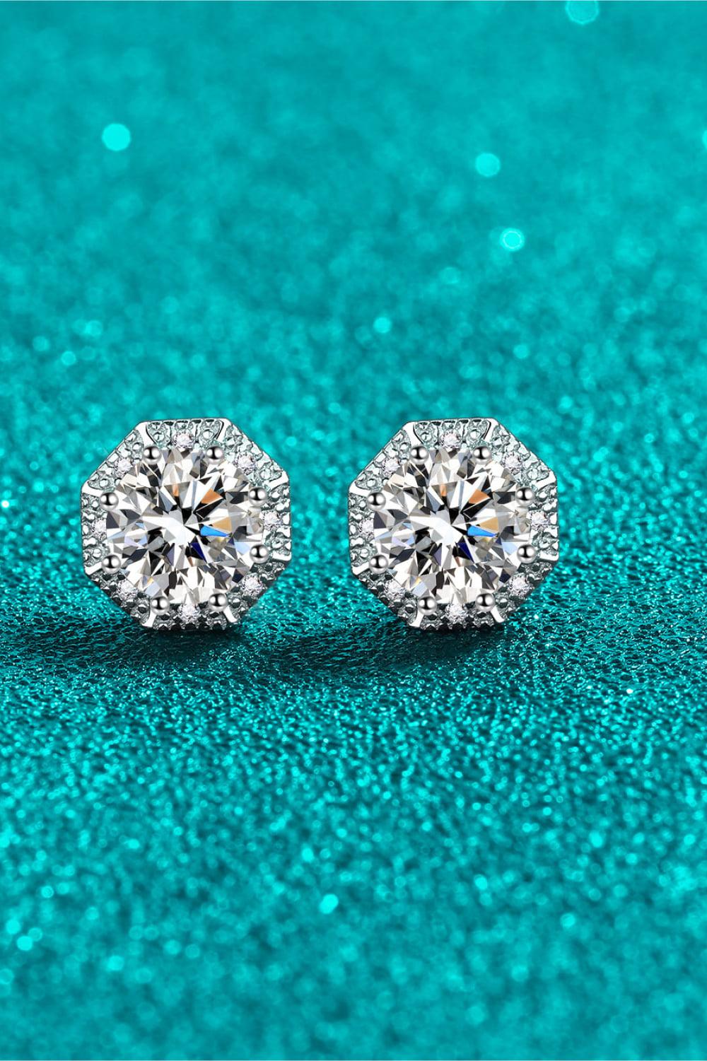 Blue Zone Planet | 2 Carat Moissanite 925 Sterling Silver Stud Earrings