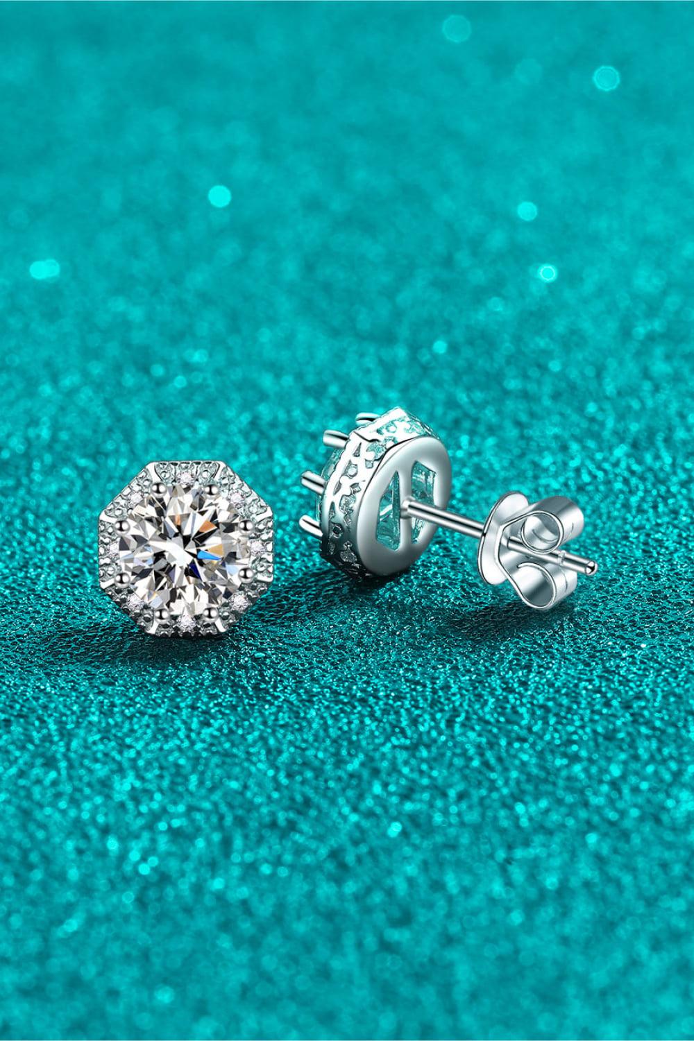 Blue Zone Planet | 2 Carat Moissanite 925 Sterling Silver Stud Earrings