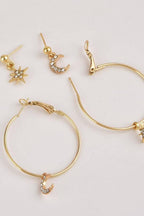 Blue Zone Planet | 2-Pair Moon and Star Drop Earrings