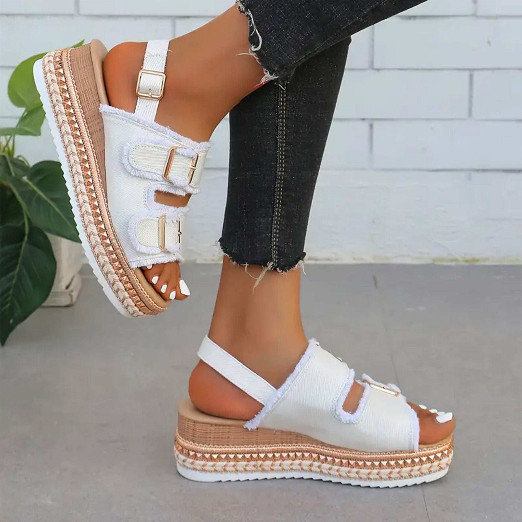 | Casual Denim Wedges