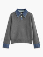 2 in 1 Panel Lapel Sweater