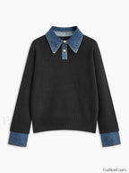 2 in 1 Panel Lapel Sweater