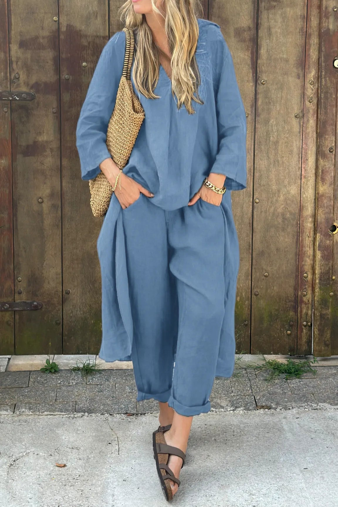 | Women’s Relaxed Long Tunic and Pant Set