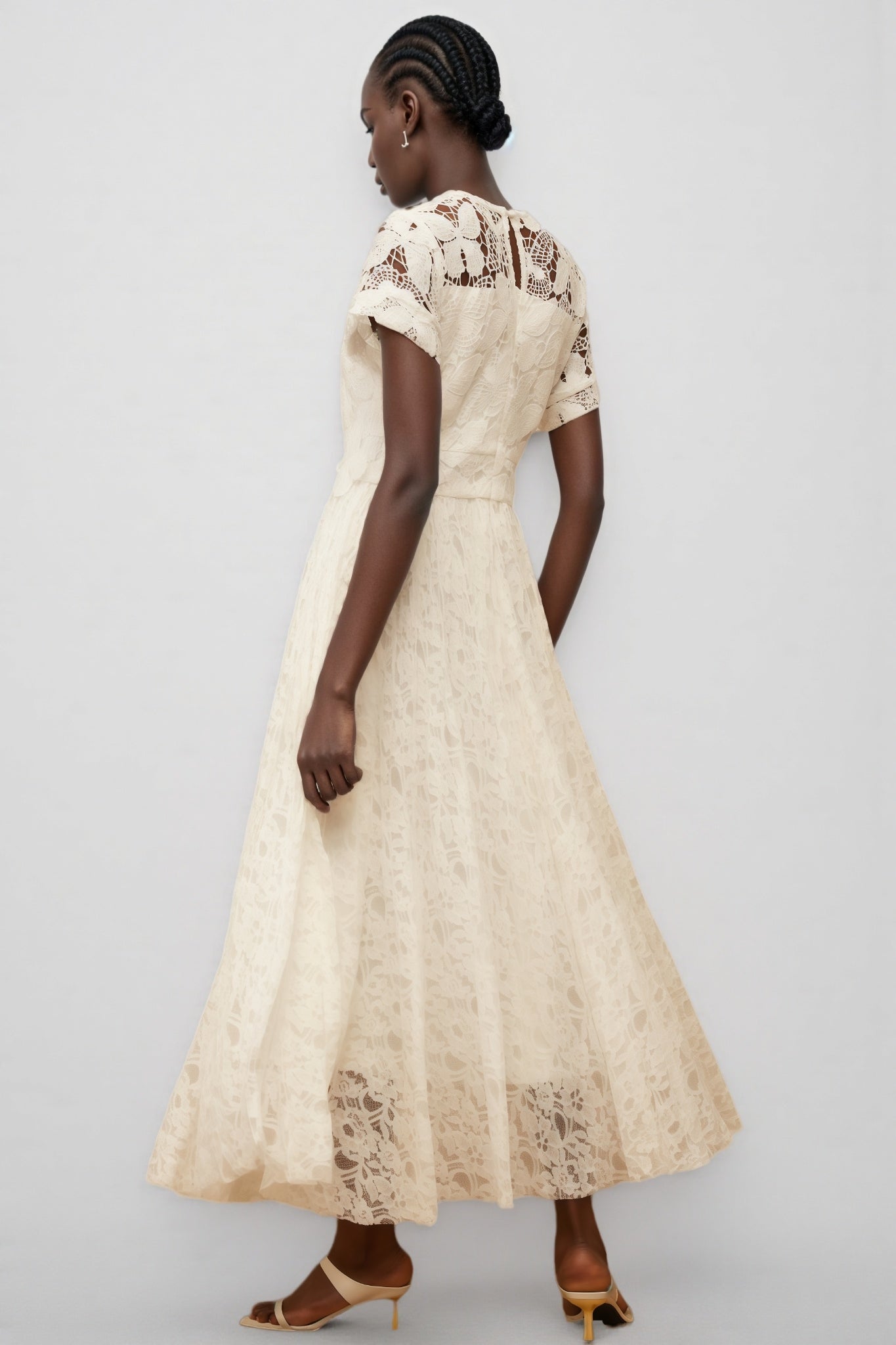 Lianas White Butterfly Applique Lace Maxi Dress