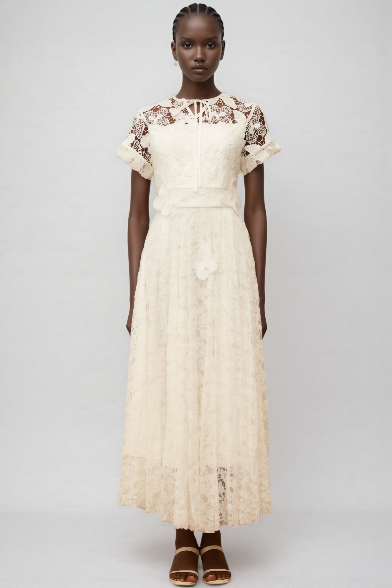 Lianas White Butterfly Applique Lace Maxi Dress