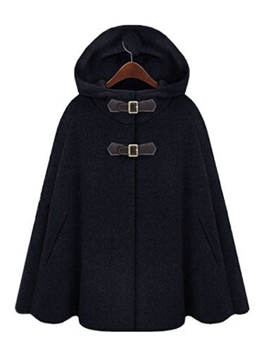Women's Poncho Coat Hooded Oversized Grey Winter Outerwear