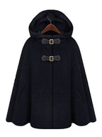 Women's Poncho Coat Hooded Oversized Grey Winter Outerwear