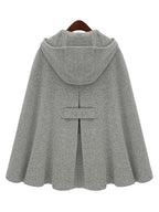 Women's Poncho Coat Hooded Oversized Grey Winter Outerwear