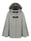 Women's Poncho Coat Hooded Oversized Grey Winter Outerwear