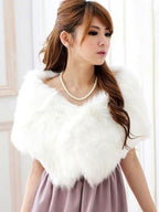 White Wedding Shawl Faux Fur Stole Fluffy Bridal Wrap Shrug