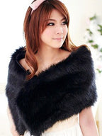 White Wedding Shawl Faux Fur Stole Fluffy Bridal Wrap Shrug
