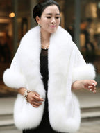 Faux Fur Wrap Shawl White Poncho Women's Winter Cape Coat