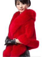 Faux Fur Wrap Shawl White Poncho Women's Winter Cape Coat
