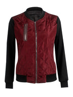 Women Bomber Jacket Stand Collar Quilted Jackets