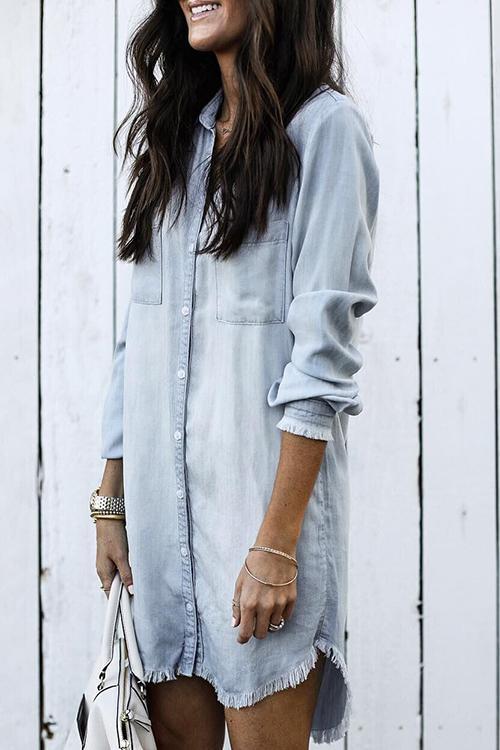 Hot Sale Button Down Denim Shirt Dress ( 4 Colors)