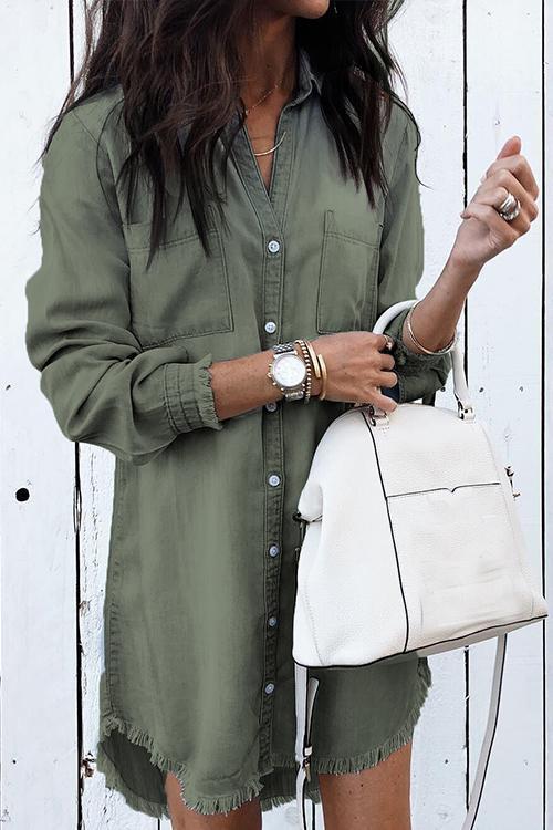 Hot Sale Button Down Denim Shirt Dress ( 4 Colors)