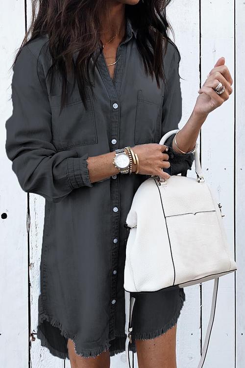 Hot Sale Button Down Denim Shirt Dress ( 4 Colors)