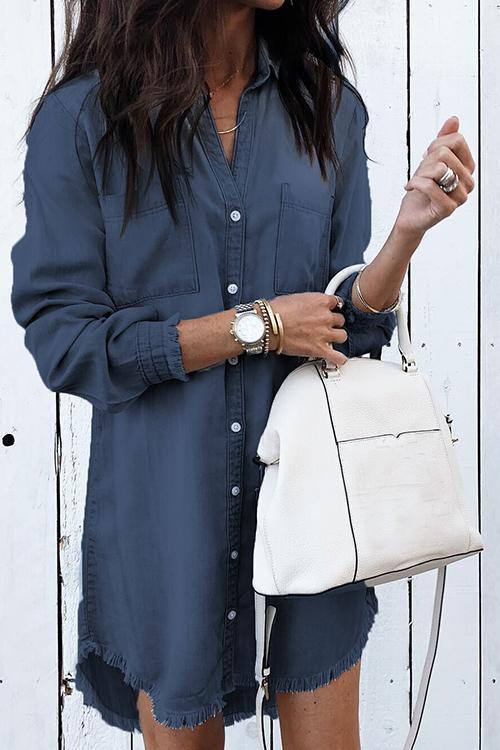 Hot Sale Button Down Denim Shirt Dress ( 4 Colors)