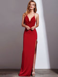 Sexy Maxi Halter Evening Dress Backless Split Birthday Party Slipdress