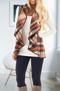 Lush Sleeveless Plaid Jacket Vest with Pockets