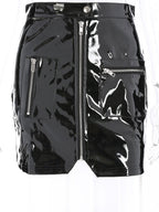 Sexy Mini Skirt PU Leather Like Zipper Short Bodycon Skirt With Pockets