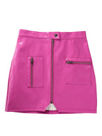 Sexy Mini Skirt PU Leather Like Zipper Short Bodycon Skirt With Pockets