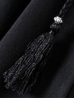 Women Poncho Hooded Black Poncho Oversized Tassels Cape