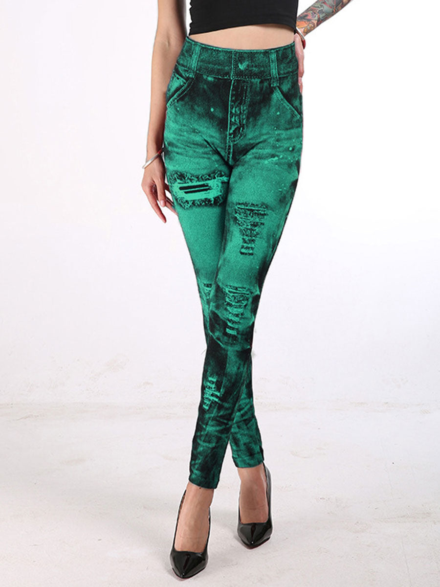 High Waisted Leggings Stretchy Jeans Like Women Bottom