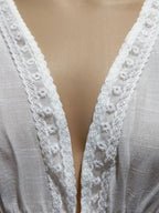 Cover Ups White Lace Up V Neck Half Sleeves Summer Beach Swimwear Cover Ups