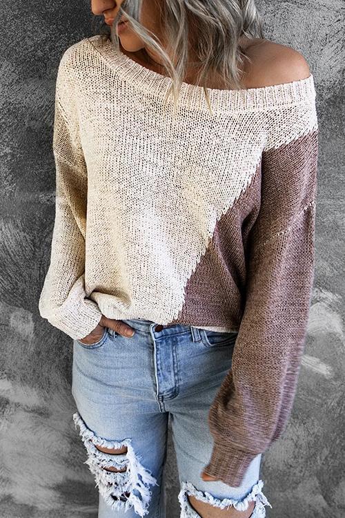 Casual Color Block Loose Knitting Sweater