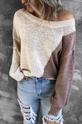 Casual Color Block Loose Knitting Sweater