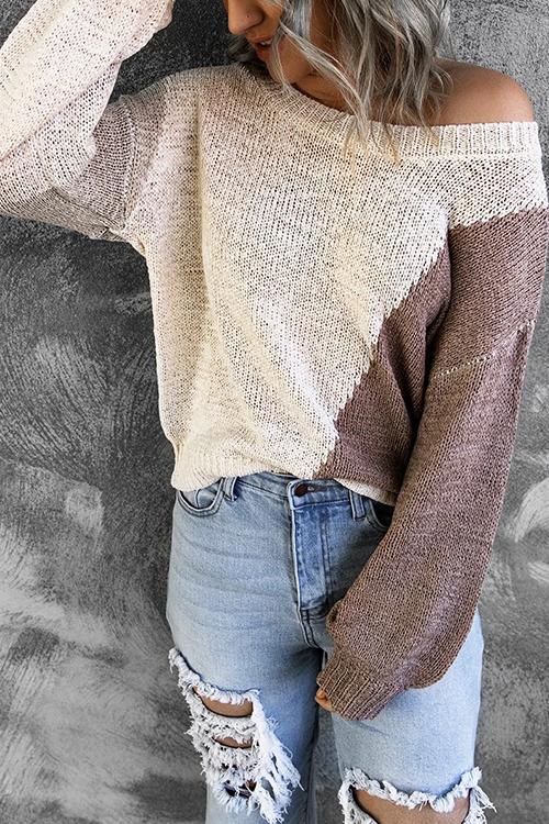 Casual Color Block Loose Knitting Sweater