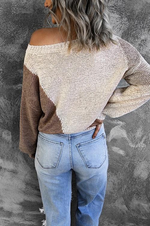 Casual Color Block Loose Knitting Sweater