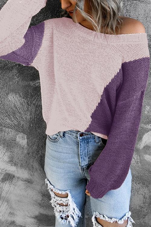 Casual Color Block Loose Knitting Sweater