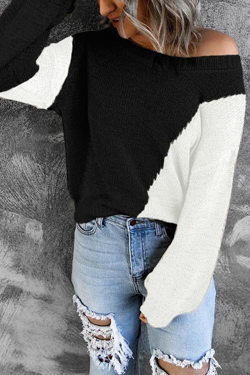 Casual Color Block Loose Knitting Sweater