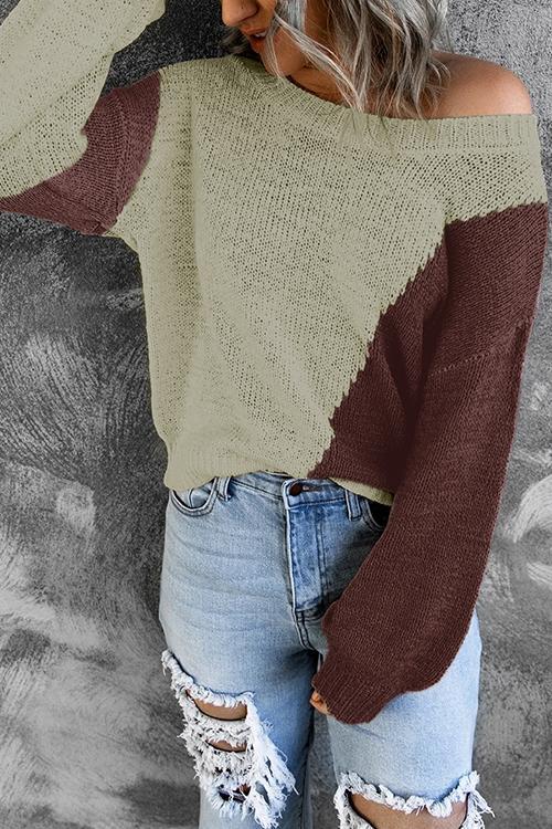 Casual Color Block Loose Knitting Sweater