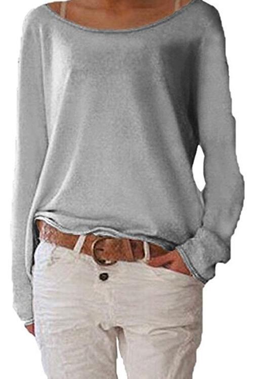 Simple Solid Long Sleeve T-shirt