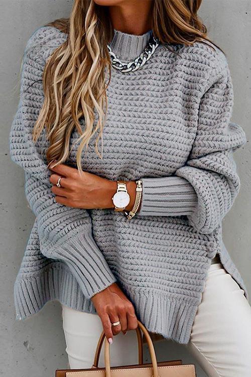Side Split Carrie Chunky Knit Sweater
