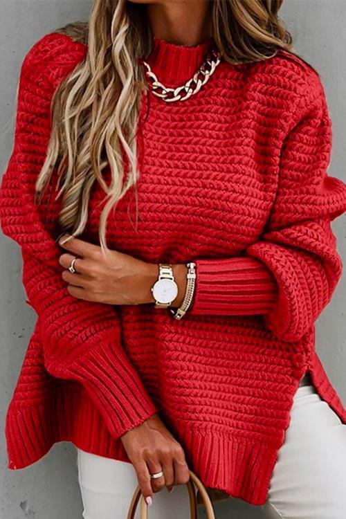 Side Split Carrie Chunky Knit Sweater