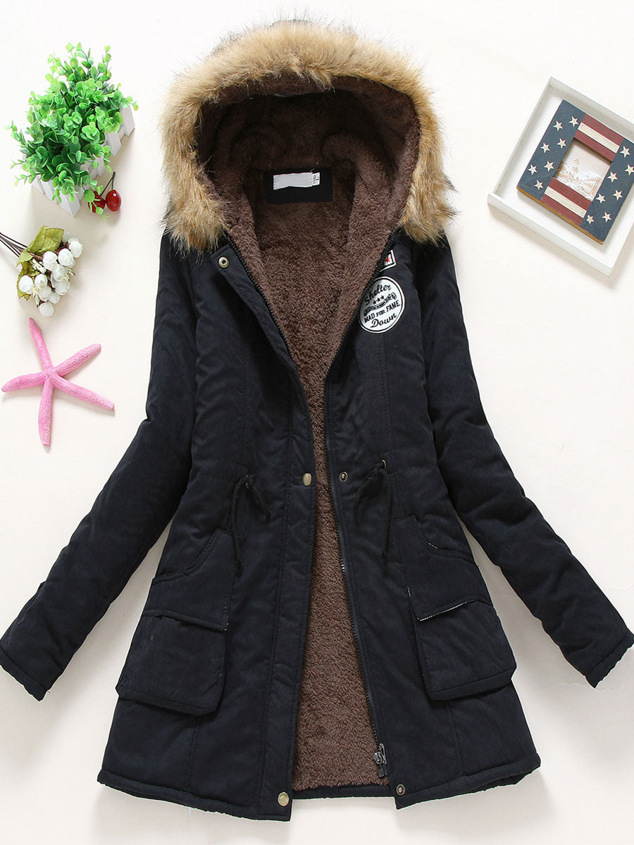 Women Winter Coats Light Pink Hooded Cotton Outerwear