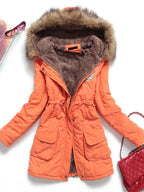 Women Winter Coats Light Pink Hooded Cotton Outerwear