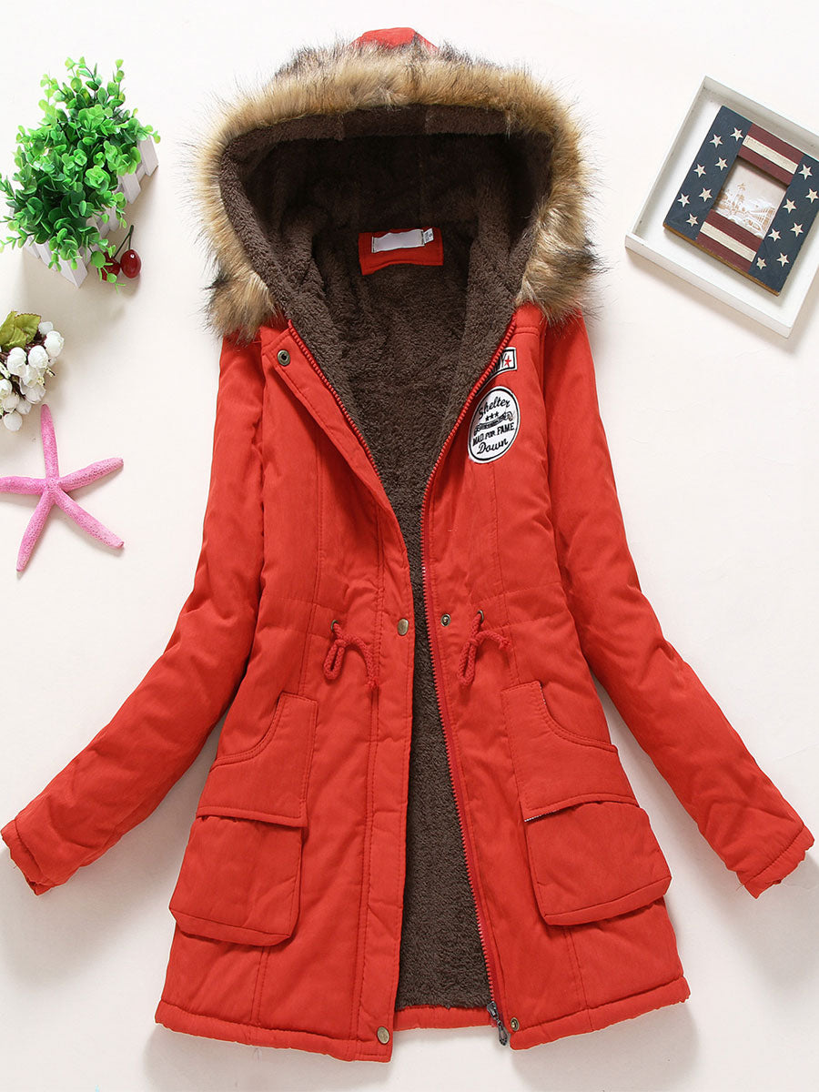 Women Winter Coats Light Pink Hooded Cotton Outerwear