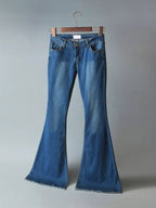 Jeans For Women Fashion Bell Bottoms Zipper Fly Button Fly Blue Denim Pants