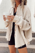 Lapel Button Down Waffle Corduroy Jacket with Pockets