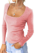 Square Collar Long Sleeve Bottoming Top